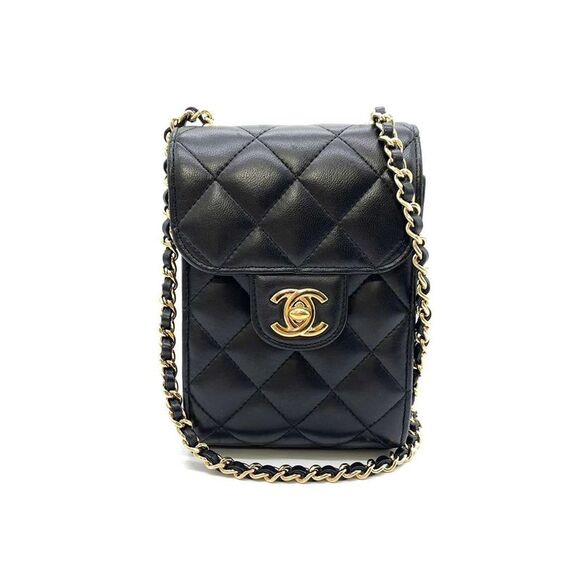 Louis Vuitton Handbags - Pre Loved Louis Vuitton Chanel Classic Double Flap Mini Flap Bag Black Lambskin